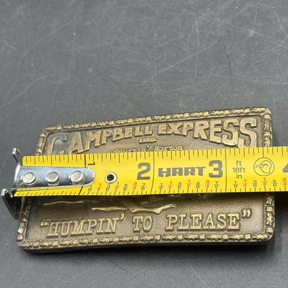 Campbell Express 'Humpin' To Please' Brass Belt Buckle Vintage